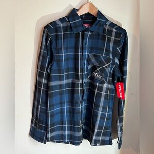 CCM Navy and Gray Plaid Shirt